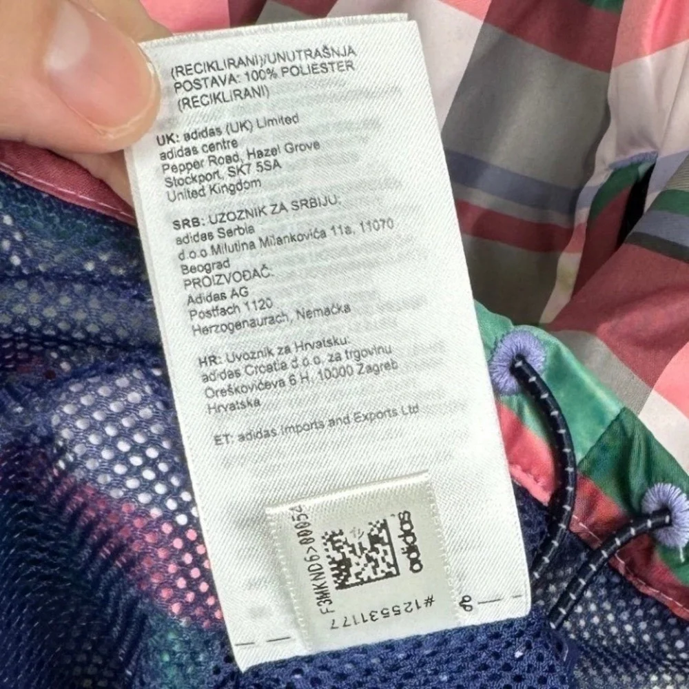 Adidas x Noah Running Jacket Plaid‎ Multicolor Full Zip XS NWT